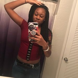 Red striped shirt with silver detailing